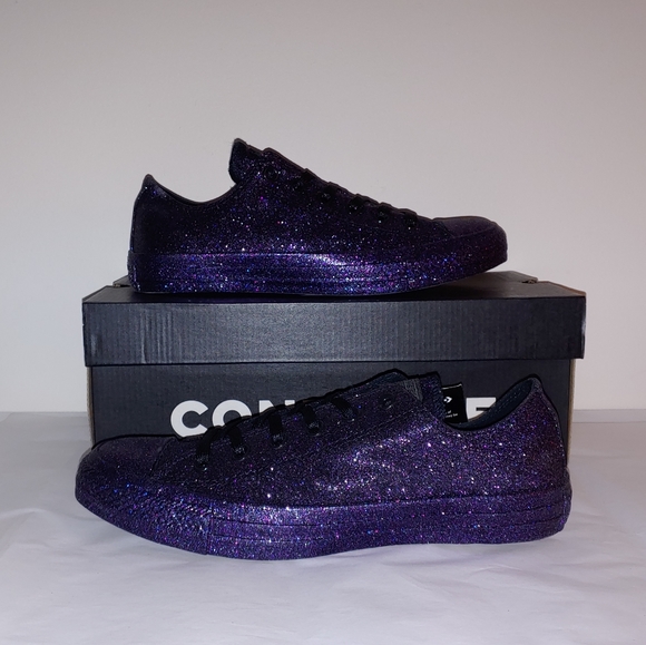 Purple black galaxy glitter low top converse - Picture 2 of 8